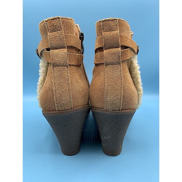 BJORNDAL AMY Brown Zip Up Wedges Ankle Boots Booties Women's Size 10 - Picture 7 of 9